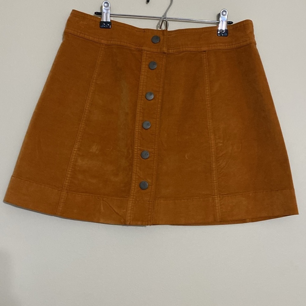 Madewell Velveteen A-Line Mini Skirt women Button-Front 6 Casual orange fall Y2K - Picture 5 of 9